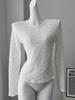 2026 New Lace Hollow Out Top for Women Pearl Button Slit Slim Flare Sleeve Long Sleeve T-Shirt