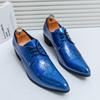 English Style Luxury Blue Men's Chelsea Shoes Pointed Banquet Dress Shoes for Men's High-end Business Shoes Lace Up Soft Soles