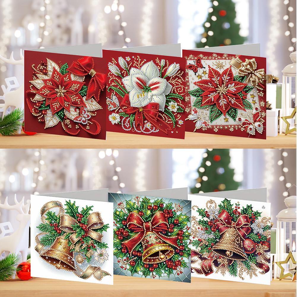 6PCS Xmas Atmosphere DIY Diamond Art Greeting Cards Congratulations Cards