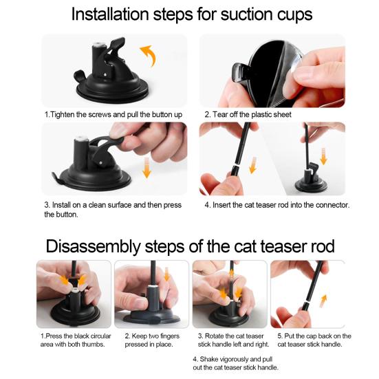 Кошачья перьевая палочка-игрушка Интерактивная дразнилка для котят с присоской 2 режима игры Кошачья палочка-игрушка для домашних упражнений и развлечений