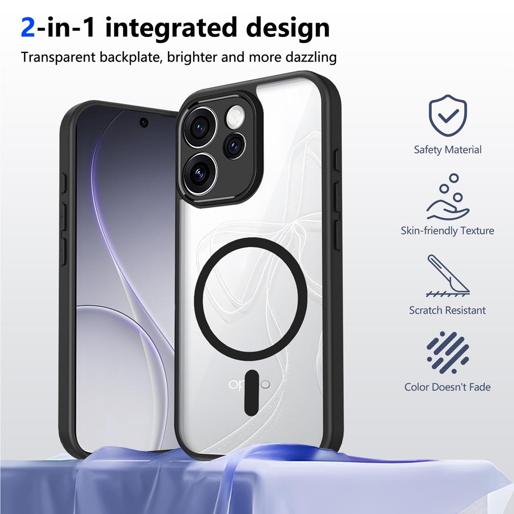 KEYSION Transparent Magnetic Phone Case for OPPO Reno15 Pro Max 5G Silicone+PC HD Clear Shockproof Cover for OPPO Reno15 F 5G