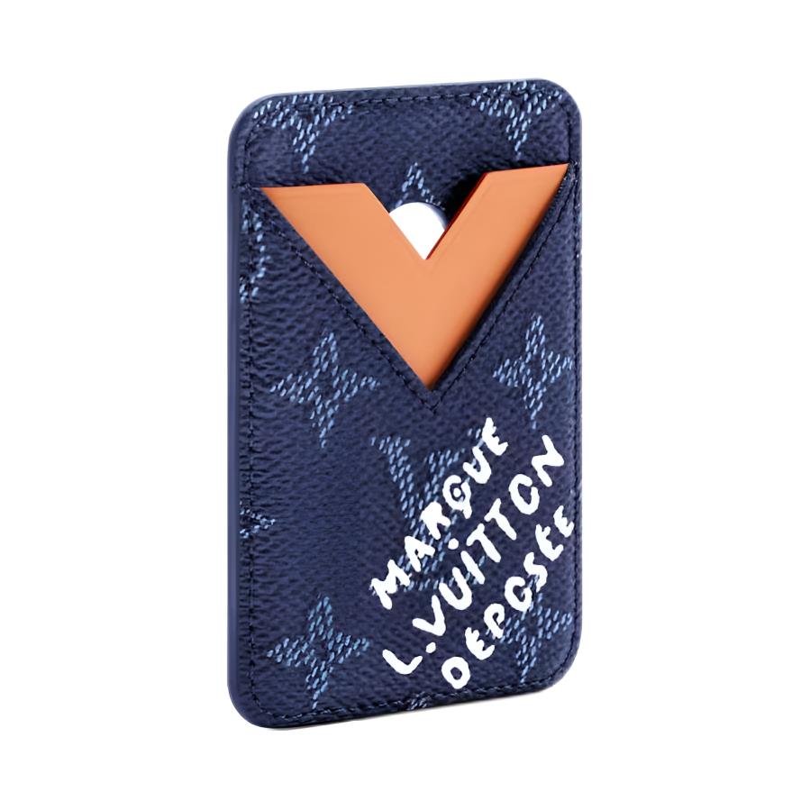 Louis Vuitton Magnetic Card Holder Ocean Monogram Heritage Canvas Men Wallets Blue M26946