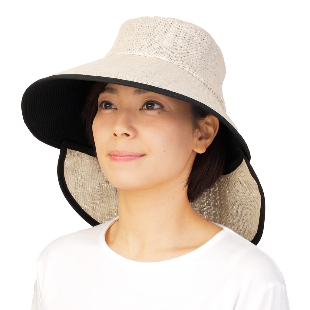Suzukachan Shabo Wide Brim UV Mesh Heat Stroke Hat 711 Hat, Prevention, Lightweight, Cool, Heat-resistant (Medium Size, Beige)