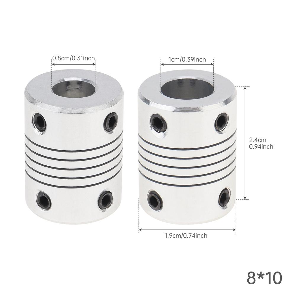 4 шт. 8-10 мм Гибкая муфта шагового двигателя из алюминиевого сплава 25x19 мм для 3D-принтера ЧПУ DIY Энкодер с винтами