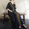 New 2025 Women Plus Size Summer V-Neck Dress Basic Casual Short Sleeve Linen Dress Loose Long Dress