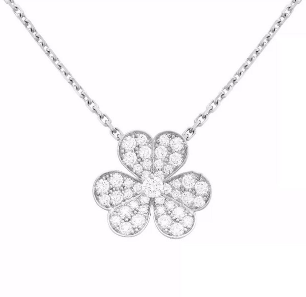 18k Rose Gold Diamond Clover Necklace & Three-Leaf Clover Earrings Set