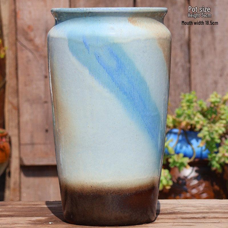 Yixing Handmade Square Mouth Coarse Pottery Planter - Large Succulent Flower Pot with Old Branch Design and Jade Pendant.