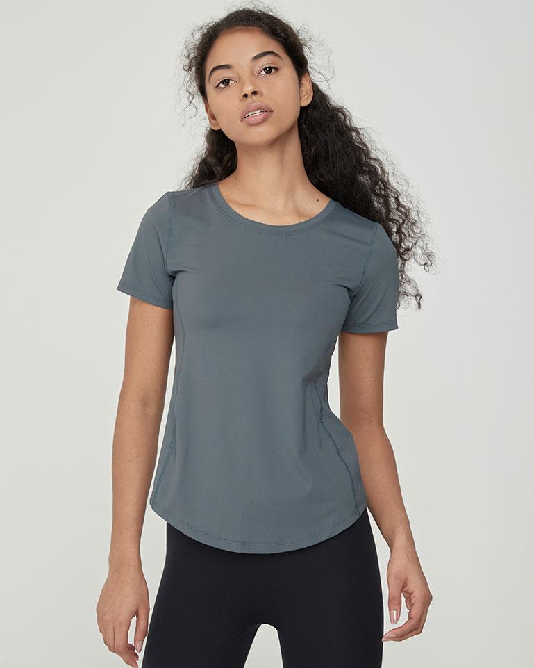 LOVEYOURBODY Nylon Basic Short Sleeve T-Shirt (Col Grey)