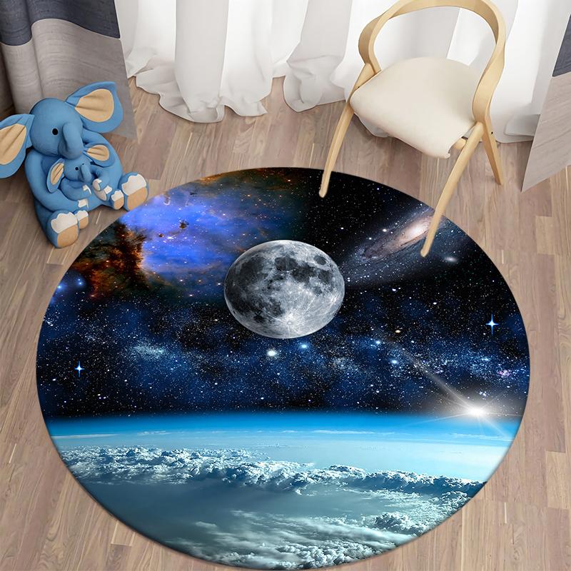 Круглый ковер Galaxy Space, ковер для детской комнаты, игровой коврик, мягкий детский игровой коврик для спальни, уютный домашний ковер