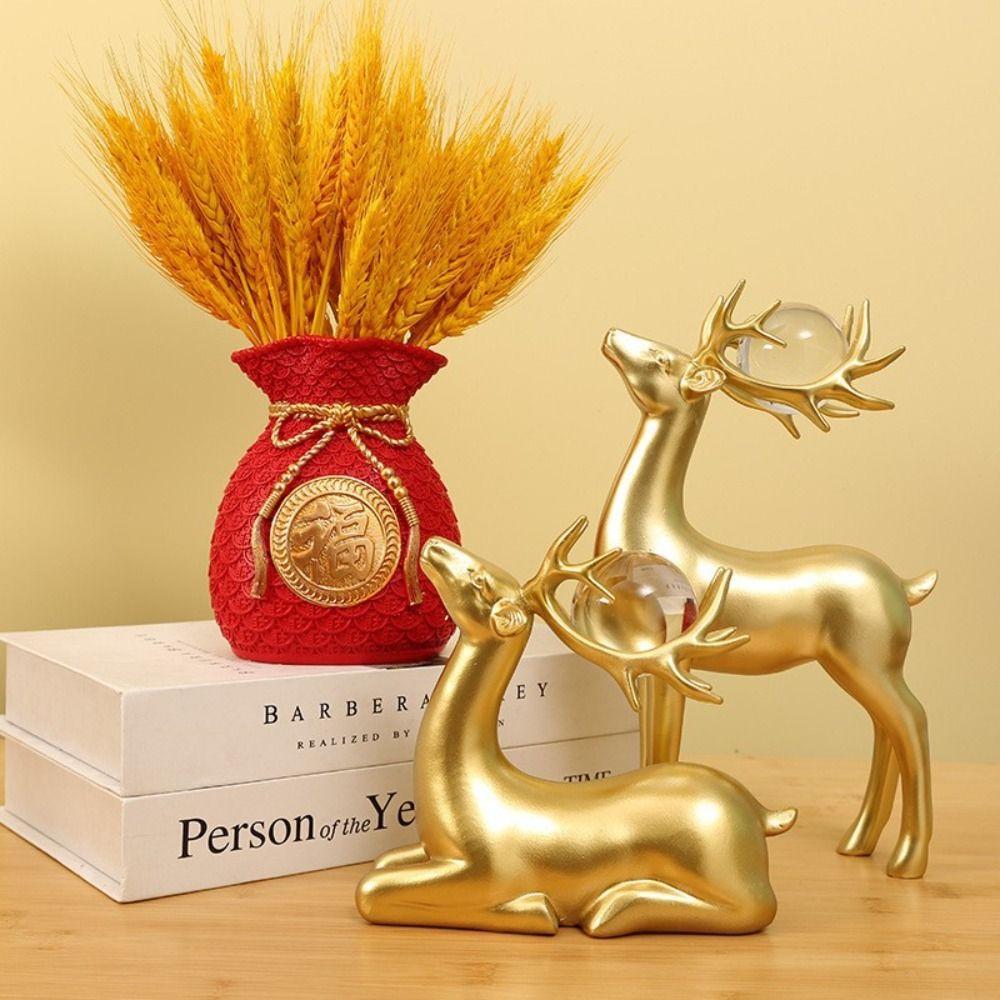 Chinese Style Blessed Bag Flowerpot Vase Red/Gold Flower Arrangement Vase  Living Room