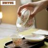 150ml Hand-painted Peach Blossom Gaiwan Handmade Tea Tureen Tea Bowl With Lid Kit Tea Brewing Cover Bowl Tea Ceremony Collection