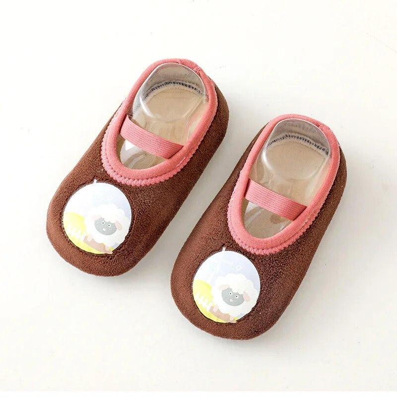 Зимние детские носки, нескользящие, милые, теплые, тапочки для детской кроватки с резиновой подошвой для детей, тапочки для девочек