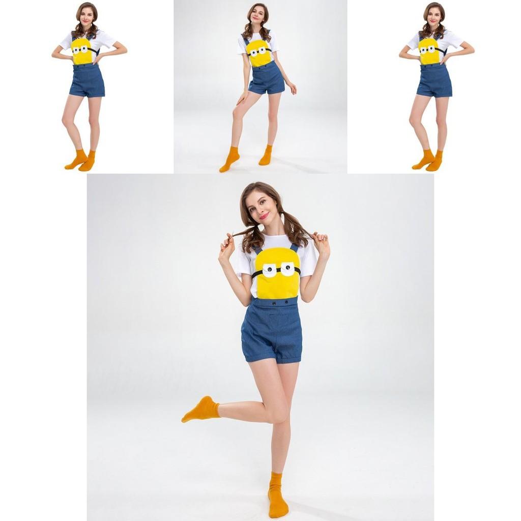 Adorable Minions Costume Set For Halloween Party Featuring Cute Cartoon Design For Women