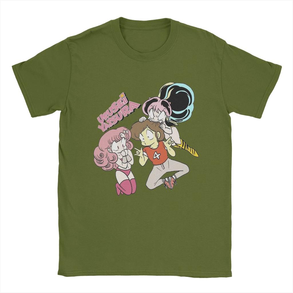 LUM X RAN X ATARU Urusei Yatsura Футболки для мужчин Аниме Крутые Хлопковые Футболки Круглый Вырез Короткий Рукав Футболка Новое Поступление Топы