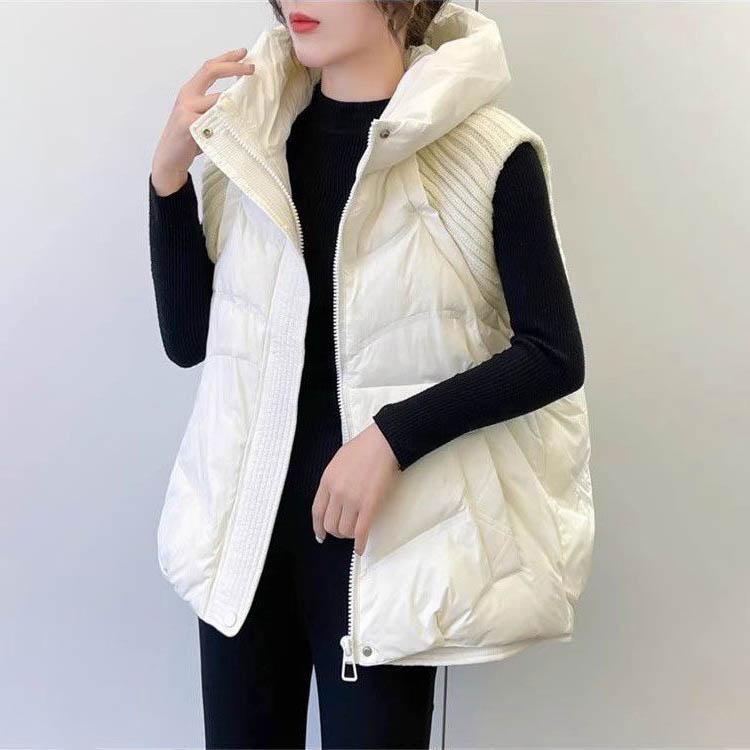 Женская куртка Пуховик Парка Ветрозащитная Легкая с капюшоном Теплый Жилет Женский Пух белой утки Пуховик Без рукавов