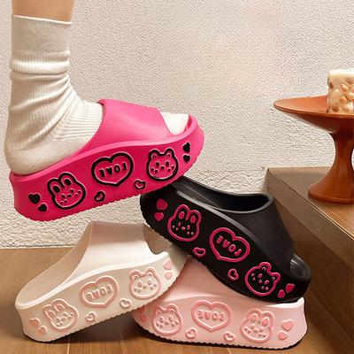 Женские сандалии-слайды из ЭВА на толстой подошве. Милые летние тапочки для дома и улицы, нескользящие, увеличивающие рост, удобные, с ощущением «прогулки по облакам».