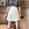 Cotton Blend Irregular Half Skirt For Summer Soft High Waist Slim Fit Student Style