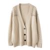 V-neck Wool Knitted Cardigan for Women In Autumn and Winter Korean Style Sweater Fashionable and Versatile Lazy Style Cashmere Jacket Top