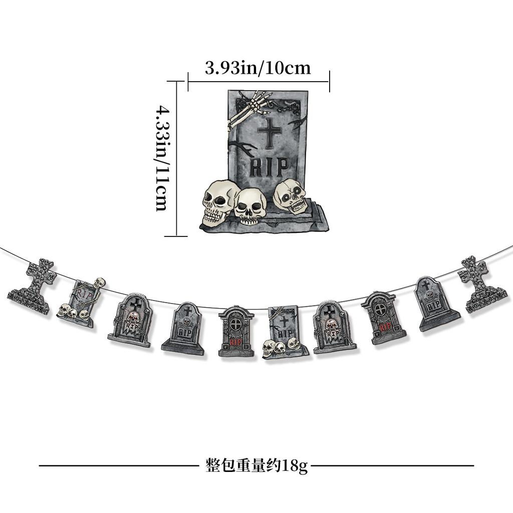 Halloween Paper Blood Knife String Latte Happy Halloween Grim Reaper Tombstone Cake Plug-In Set