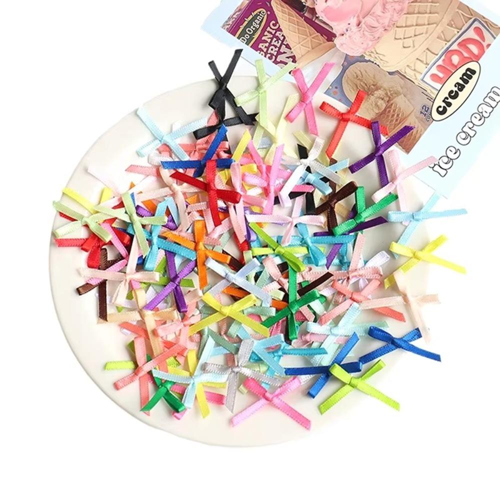 100pcs Mini Ribbon Bows Solid Color Gift Wrapping Bowknot Flowers Bows Ties  DIY Craft Scrapbooking