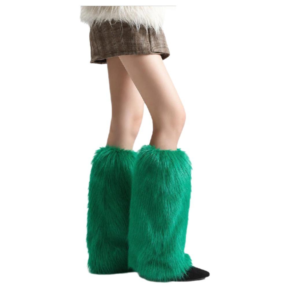 Y2K Furry Leg Warmers 40cm Long Tube Sock Foot Cover Lolita Boots Cover JK