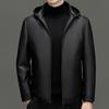 New Winter Sheepskin Down Jacket Middle-aged Genuine Leather Jacket Men's Detachable Hooded Leather Jacket Duck Down Leather Jacket