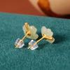 Lucky Four-Leaf Clover Stud Earrings Girls Hetian Jade Earrings Retro Design Jade Earrings Eardrops Gift