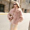 Sancai Women's Faux Fur Lapel Collar Loose-Fit Winter Coat