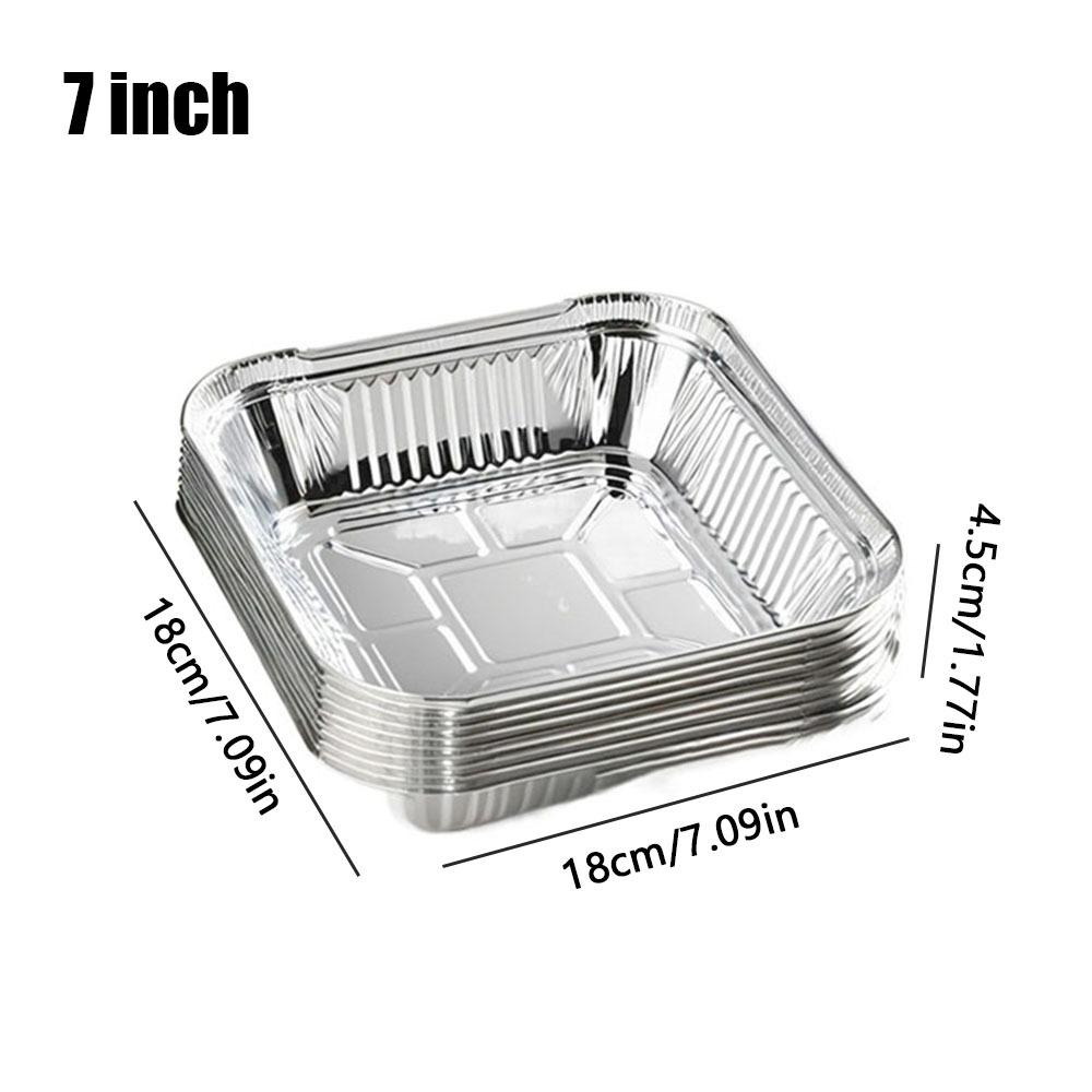 10Pcs Reusable Food Tin Foil Tray 6/7/8 Inch Air Fryer Tray Durable Aluminum Foil Box