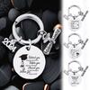 2024 Graduation Doctoral Cap Stainless Steel Engraved Keychain Rings Key Holder Inspirational Language Creative Gift Accessories