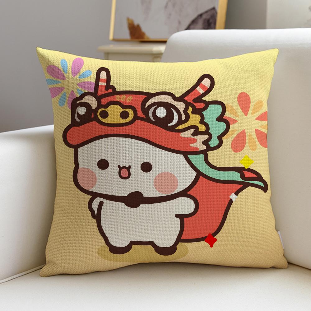 Playful YYier BubuS Cushion Cover Breathable and skinfriendly linen pillowcase square removable and washable cushion