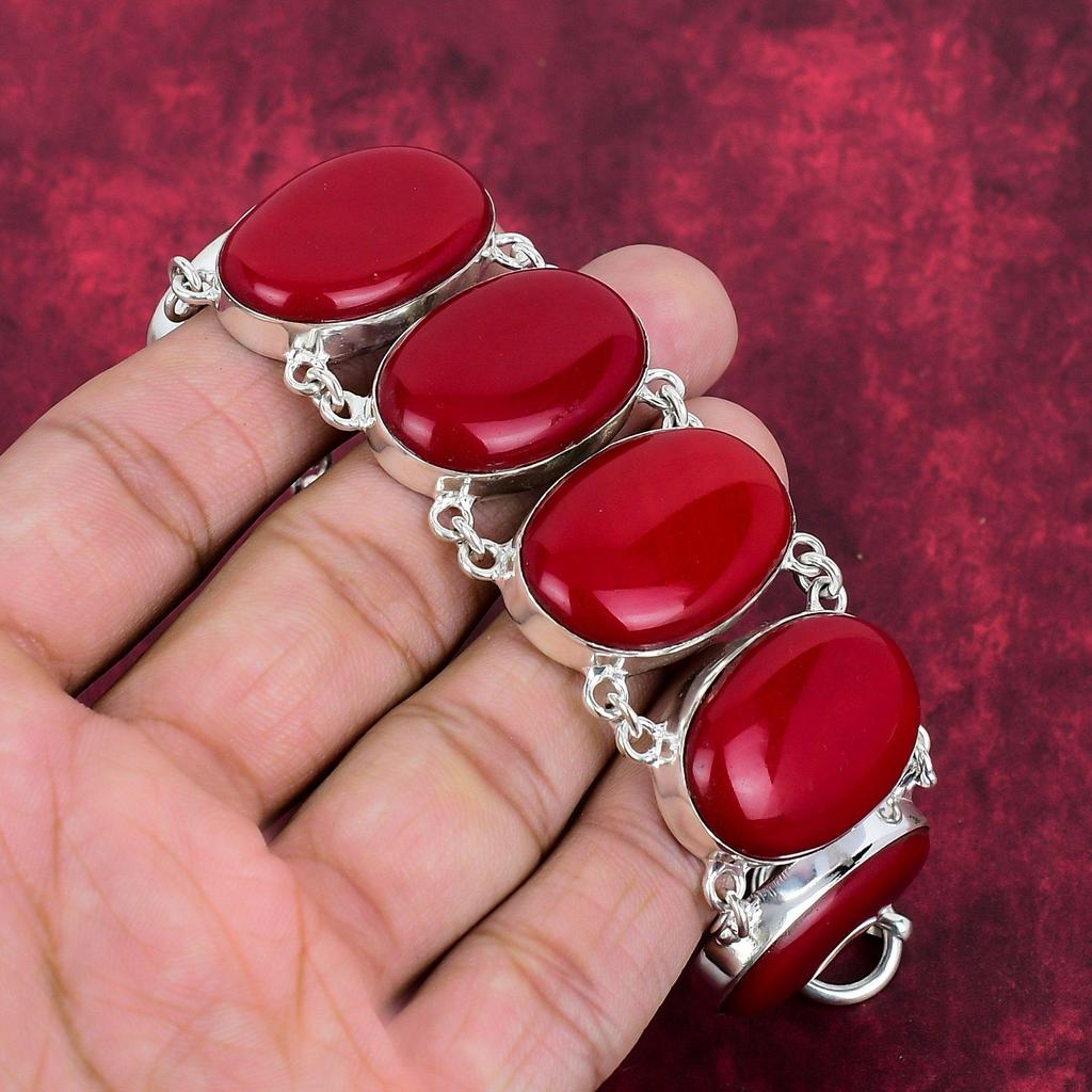 Ювелирные изделия из стерлингового серебра 925 пробы с красным кораллом, комплект ювелирных изделий из браслета и ожерелья ручной работы для женщин, красивые украшения из драгоценных камней из красного коралла для нее