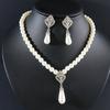 Комплект ювелирных изделий из жемчуга, серьги, свадебные аксессуары, ожерелье со стразами, модный широкий комплект из 2 предметов, сплав