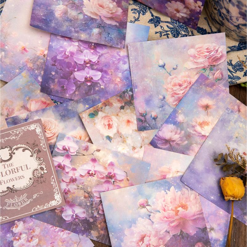 30 pcs Colorful flowers pattern Background paper Large size Decorative Diary Album Scrapbooking Material Junk Journal Supplies