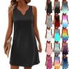 Women Summer Dresses V-Neck Print Sleeveless Sundress Casual Dress