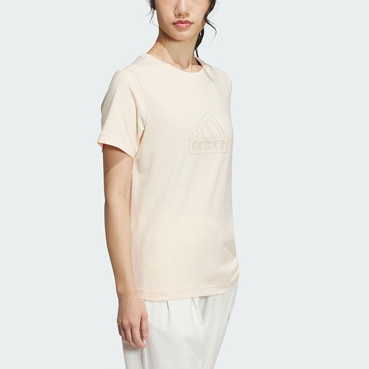 Adidas Sports Graphic Tee Women Tops Sand-Brown IM8839