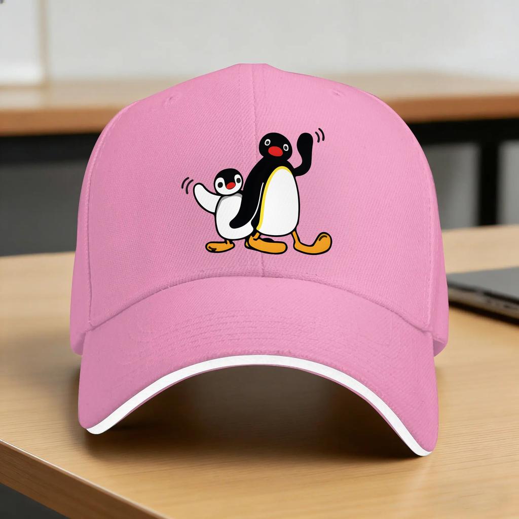 cute pingu and pinga Sun Baseball Cap Spring FeUnisex Unisex Print Hip Hop Hats Sunscreen Vintage Outdoor Sports Snapback Cap