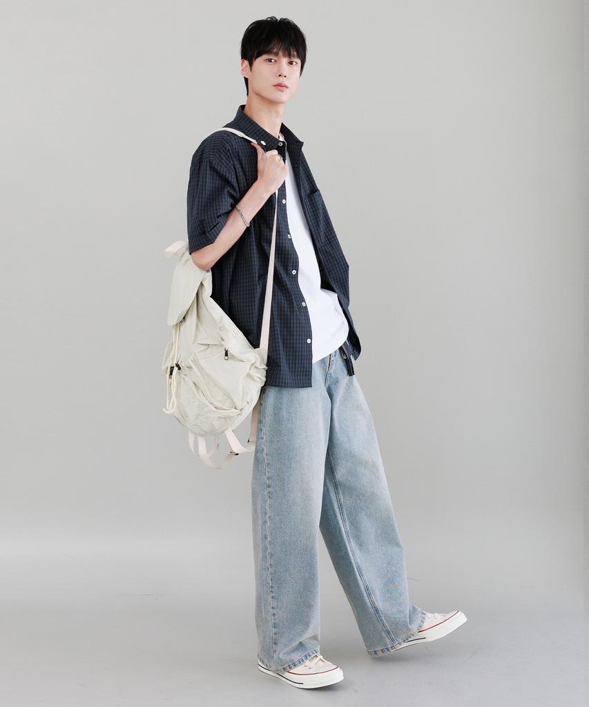 Рубашка NODU Check Boxy Half Street [Зеленая]