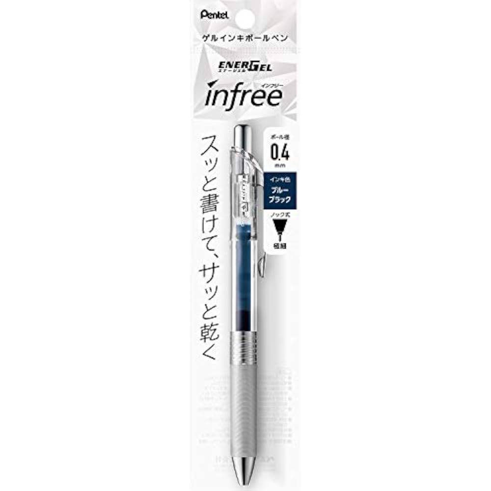 Шариковая ручка Pentel Гелевые чернила Гель Infree 0,4 мм Прозрачный корпус XBLN74TL-CA Сине-черный