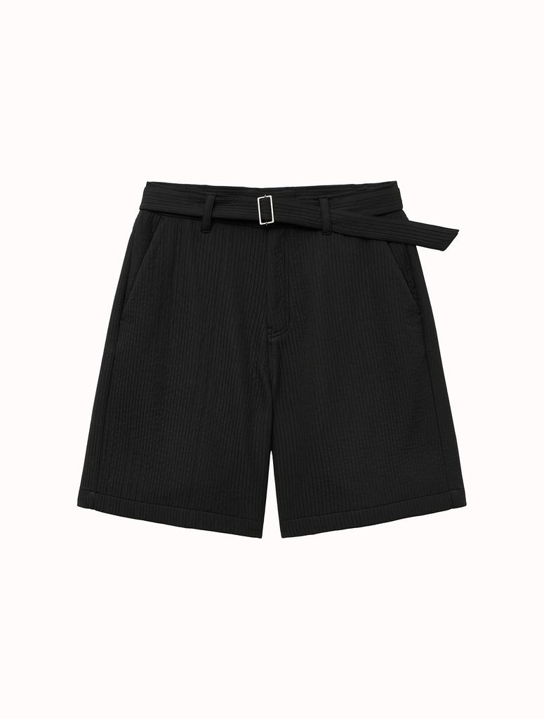 NOIRER 3D Pleated Half Pants (Black)