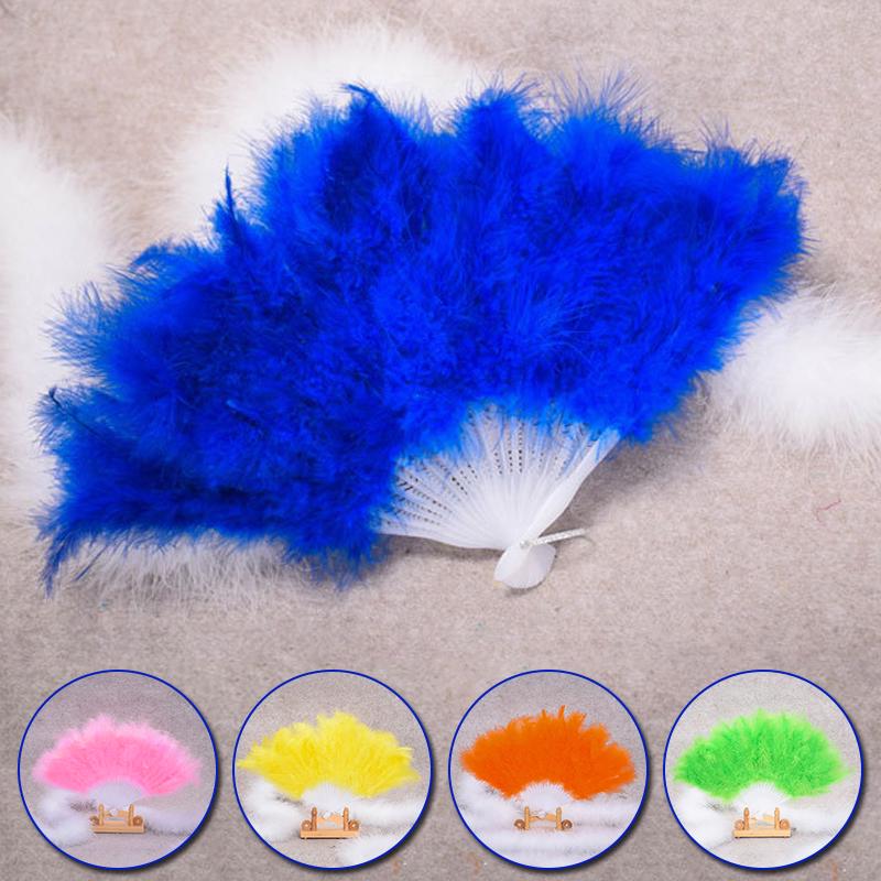 1PC Dance Props Classical Women Showgirl Home Decorative Fluffy Feather Fans Folding Fans Hand Fan Wedding Party
