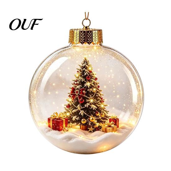 Christmas Party Supplies Favors Glowing Ball Ornaments, 3D LED Lighted Acrylic Hanging Light-up Holiday Keepsakes Balls for Tree Mantel Window,