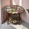 2-Tier Mandalala Floral Pattern Side Table Round Coffee Table with Vibrant Flower Design for Living Room Bedroom Side Table