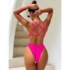 European and American Sexy Hollow Halter Beautiful Back One-piece Swimsuit Sexy Bikini