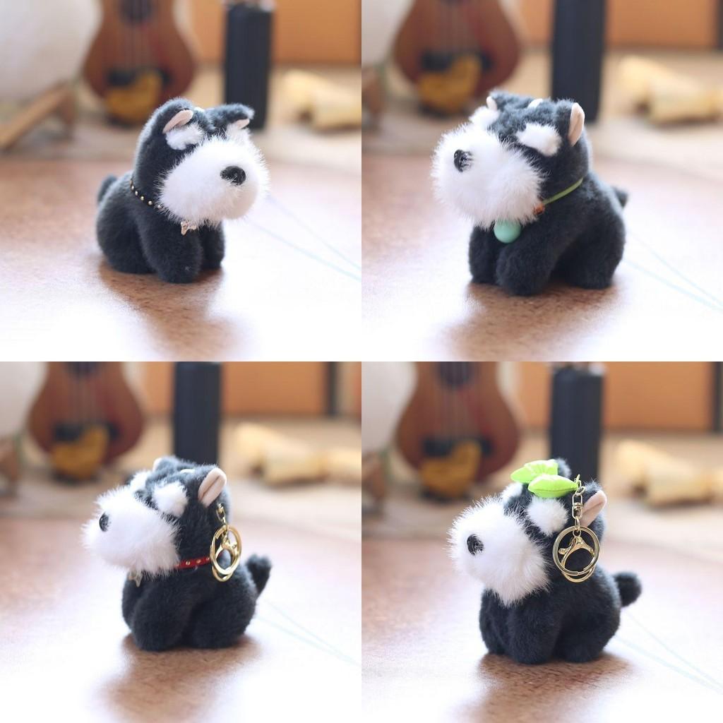 Schnauzer Dog Keychain Plush Doll Super Soft Pp Cotton Stuffed Toy Kids Decor