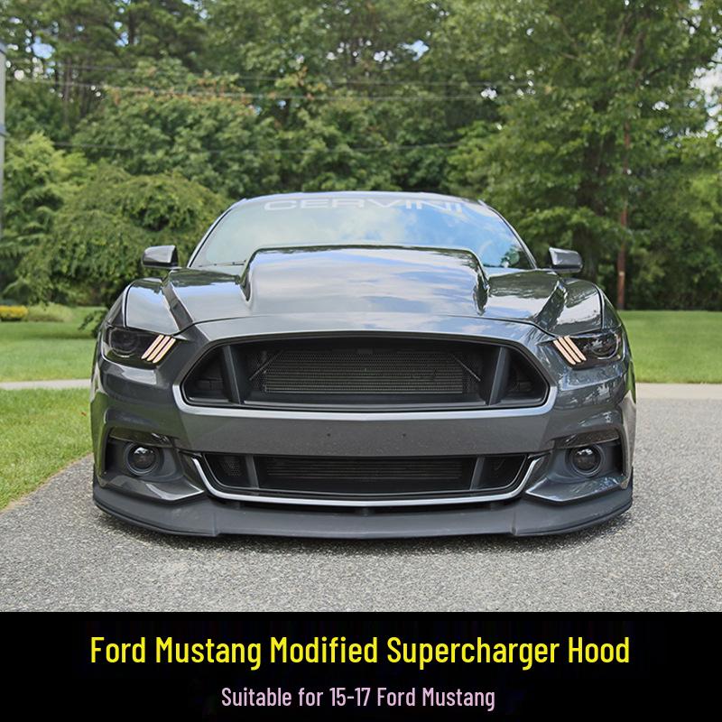 15-17 Ford Mustang Carbon Fiber Supercharged Heat Dissipation Hood