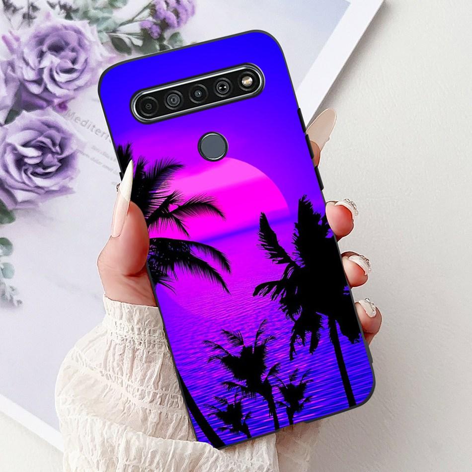 Для LG K41S K51S 2020 Элегантный Чехол для Телефона с Цветочным Котом, Для LG K41S K51S LM-K410 LM-K510 Черный Силиконовый Мягкий Чехол