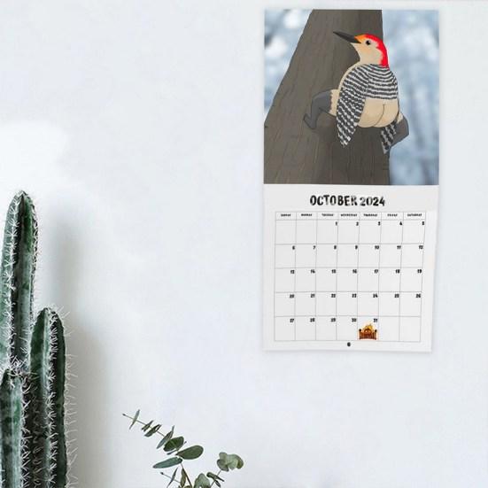 Настенный календарь на 2024 год с рисунком птицы, большой письменный планировщик, ежедневные мероприятия, забавный настенный календарь