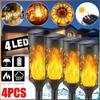 4 ШТ. Солнечные фонари-факелы с эффектом пламени, мерцающий свет, водонепроницаемые, садовый декор, уличные, для газона, дорожки, двора, патио, напольные лампы