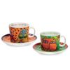 Laurel Burch [A2687] - 'Laurel Burch' Porcelain Breakfast Duo Box Orange Green (cats) - Cup 9x7cm (340ml)